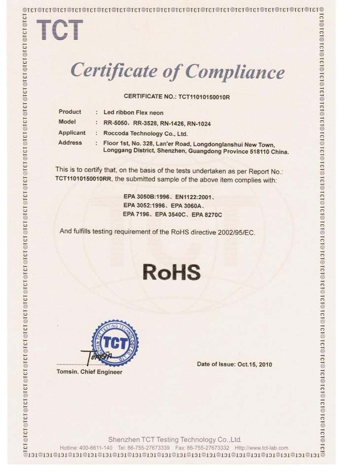 certificate of ROHS